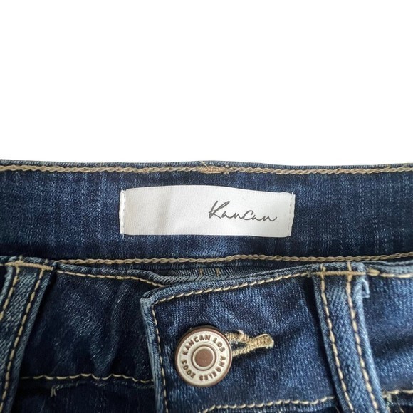 Kancan Womens Dark Wash High Rise Button‎ Fly Skinny Raw Hem Jeans 5/26 - Picture 7 of 8